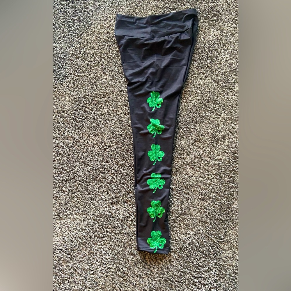 St. Patrick’s Day Leggings. Lucky Shamrock Print leggings.